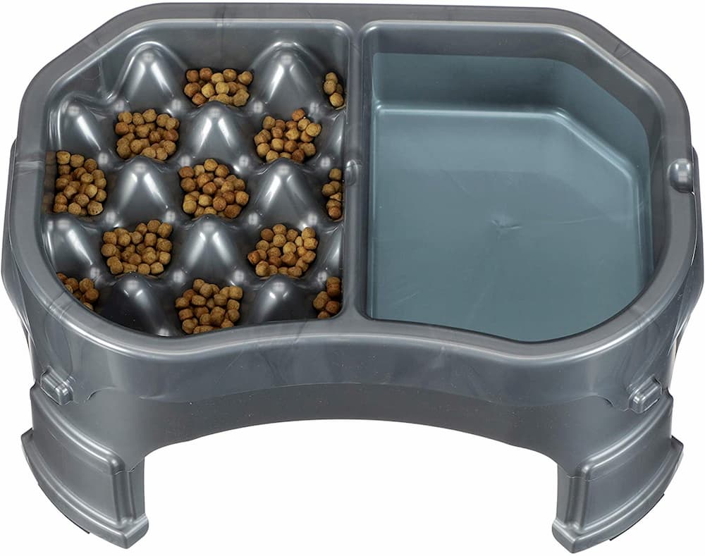 Iris Black Elevated Double Diner Dog Feeder, 8 Cup