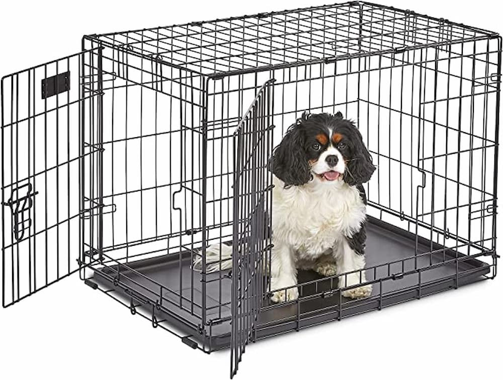 Pet Life Capacious Dual-Expandable Wire Folding Lightweight Collapsible Travel Pet Dog Crate - Khaki - X-Small