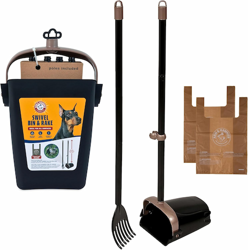 Arm & Hammer Swivel Rake & Bin Poop Scoop Set